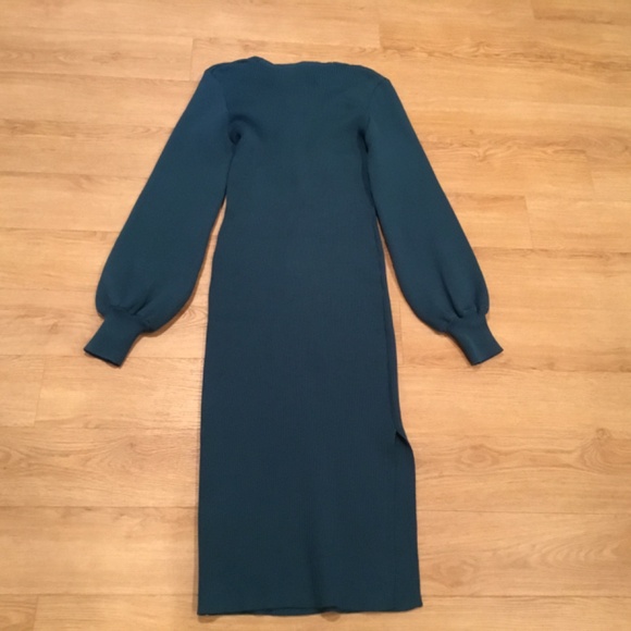 NWT Prettygarden Teal Long Sleeve Knit Midi Dress Size Medium - Picture 5 of 6